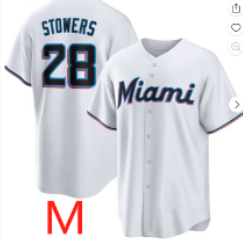 2025 Miami Marlins #28 Stowers white Nike MLB Jersey 023